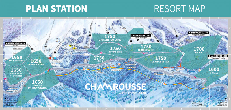Chamrousse plan station zone quartier station ski montagne grenoble isère alpes france