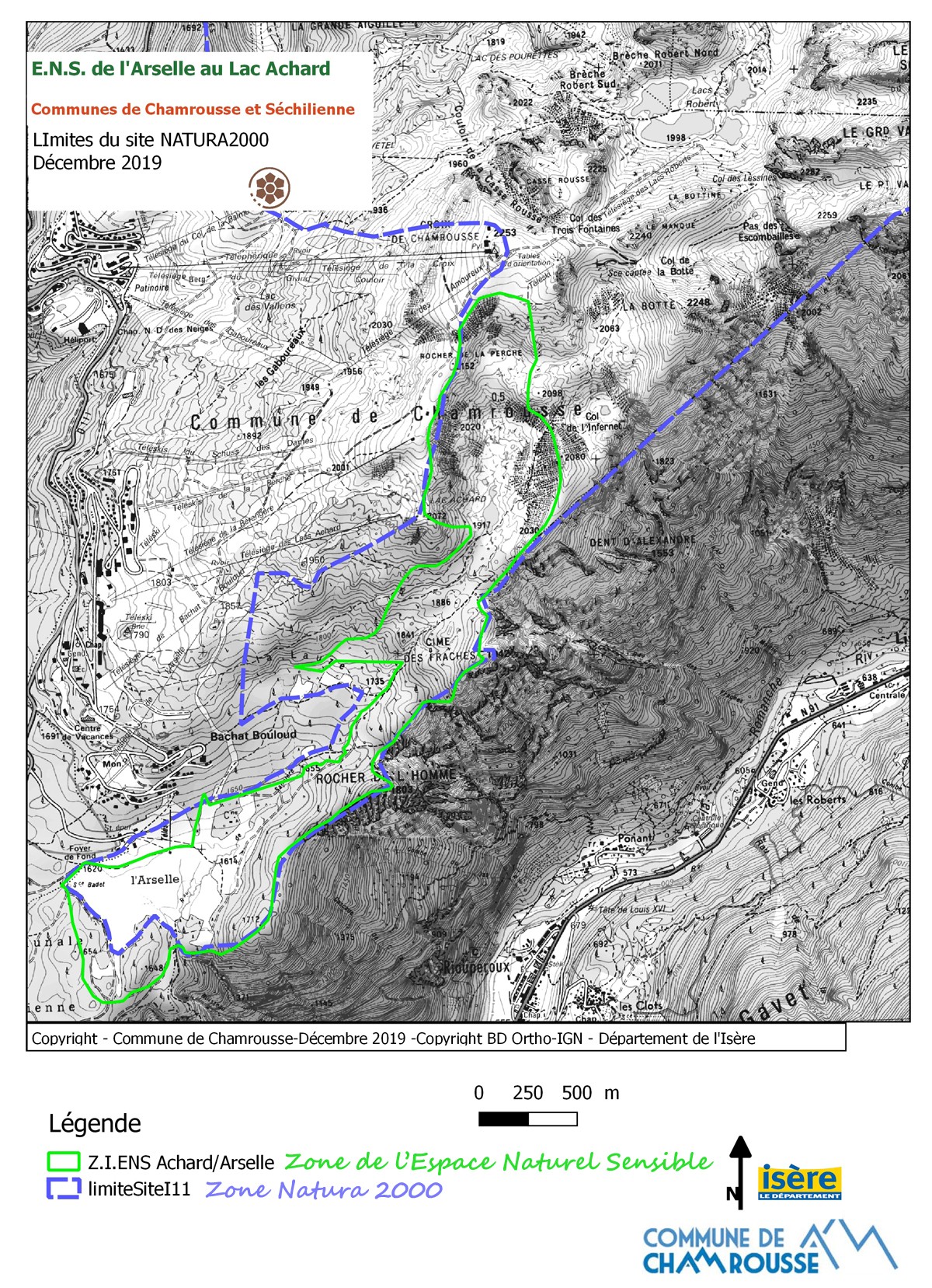 Chamrousse carte zone natura 2000 espace naturel sensible plateau arselle lac achard station montagne ete isere alpes france