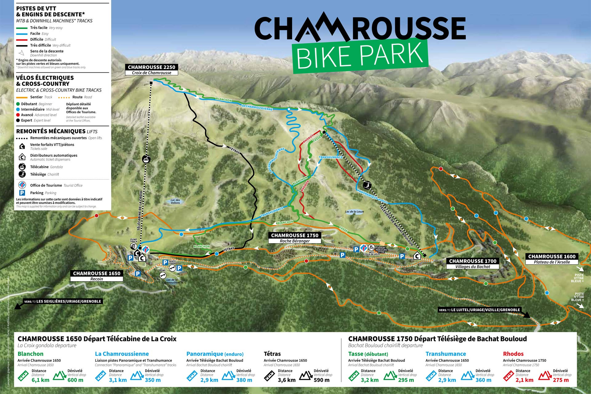 Plan vélo tout terrain VTT Bike Park Chamrousse 2023