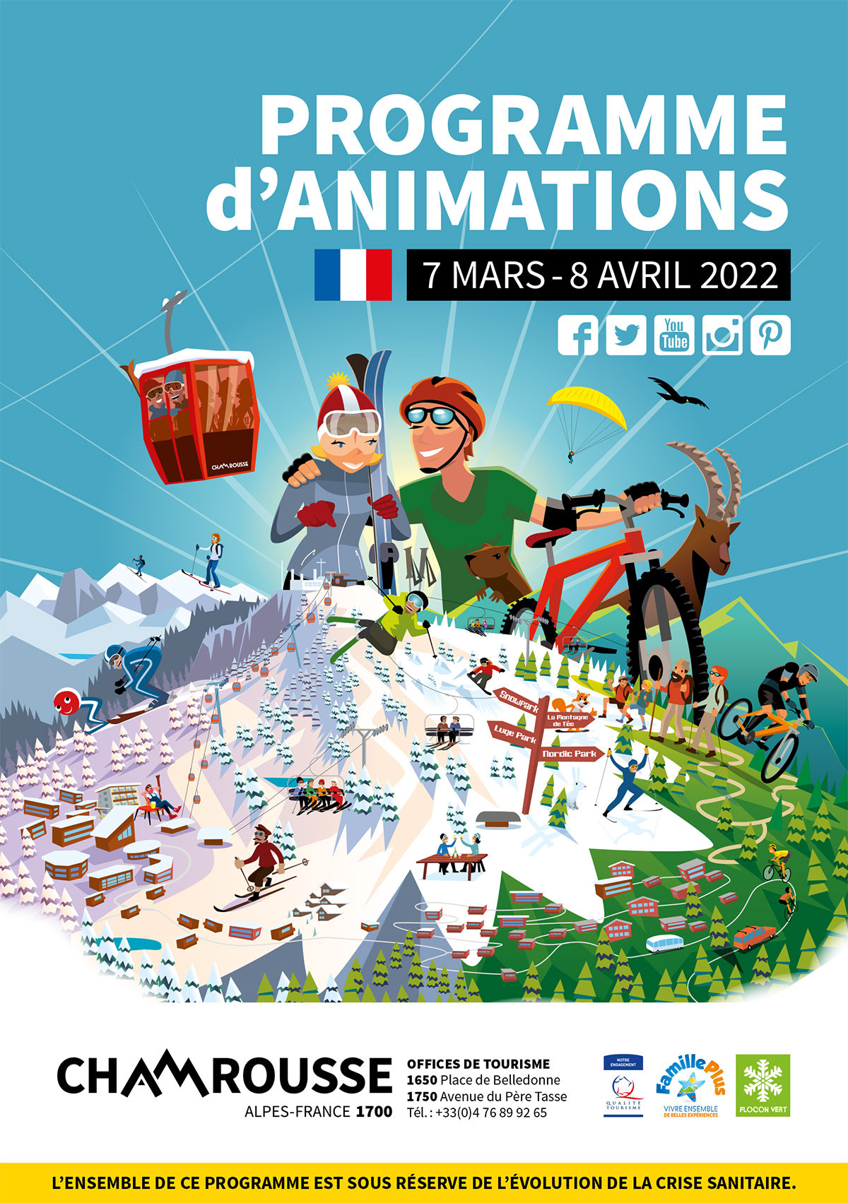 Chamrousse programme animation événement hiver mars 2022  station ski montagne grenoble isère alpes france