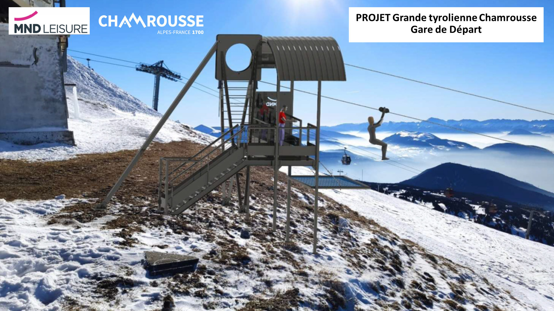 Chamrousse zip line project mountain ski resort grenoble isère french alps france