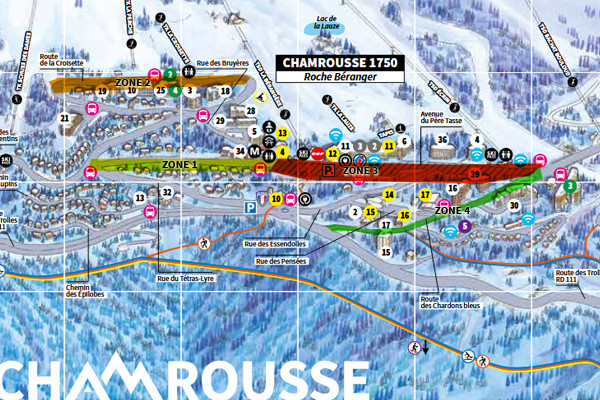 Plan opération déneigement parkings Chamrousse 1750 - Roche Béranger février 2026