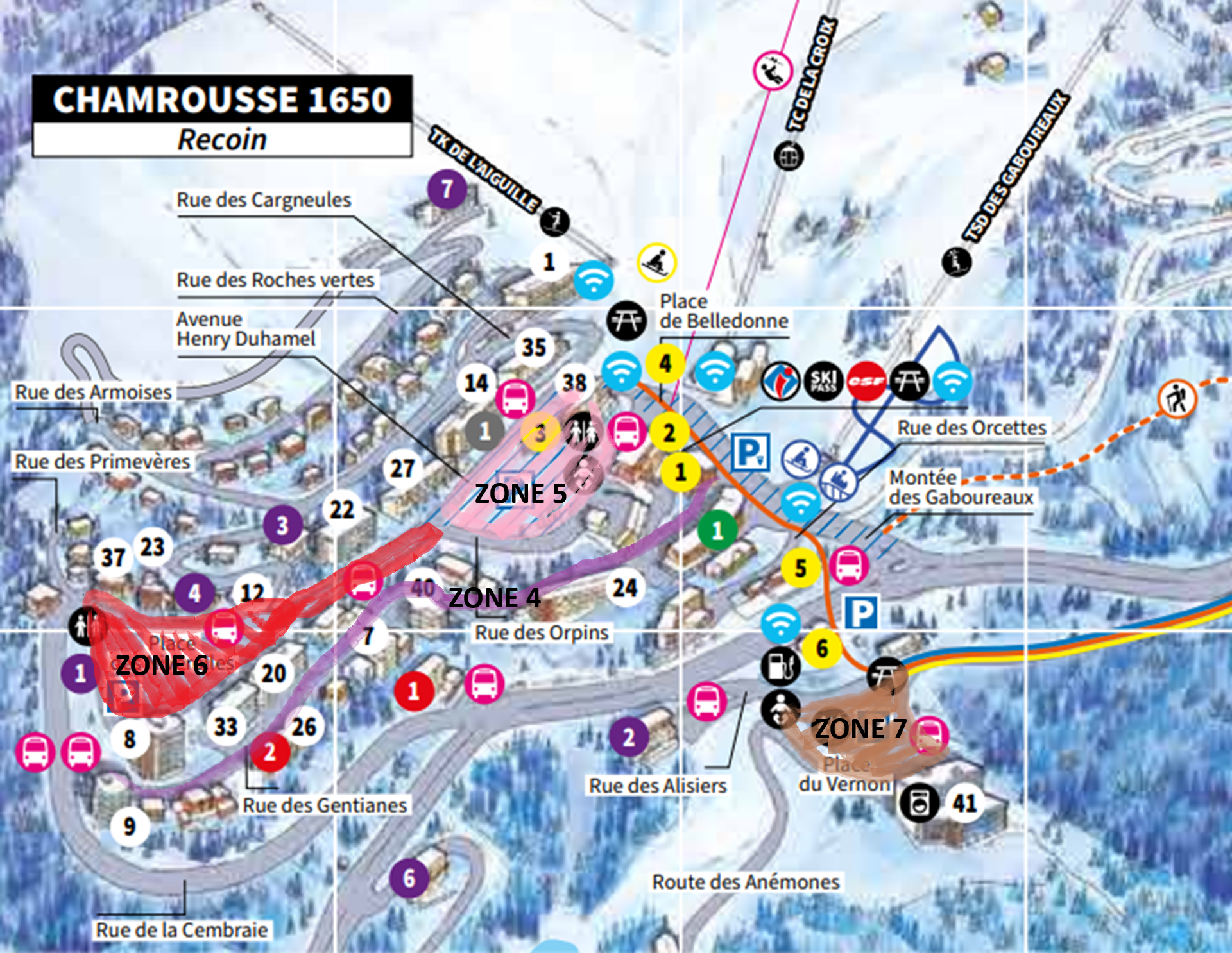Plan opération déneigement parkings recoin 19, 20 et 21 février 2026 Chamrousse