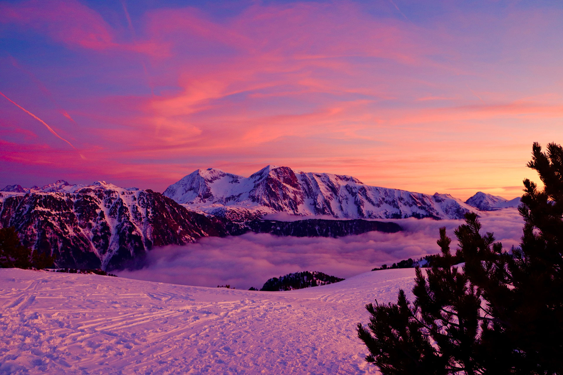 Chamrousse sunset ski resort grenoble isere french alps france - © Guillaume Deschanel