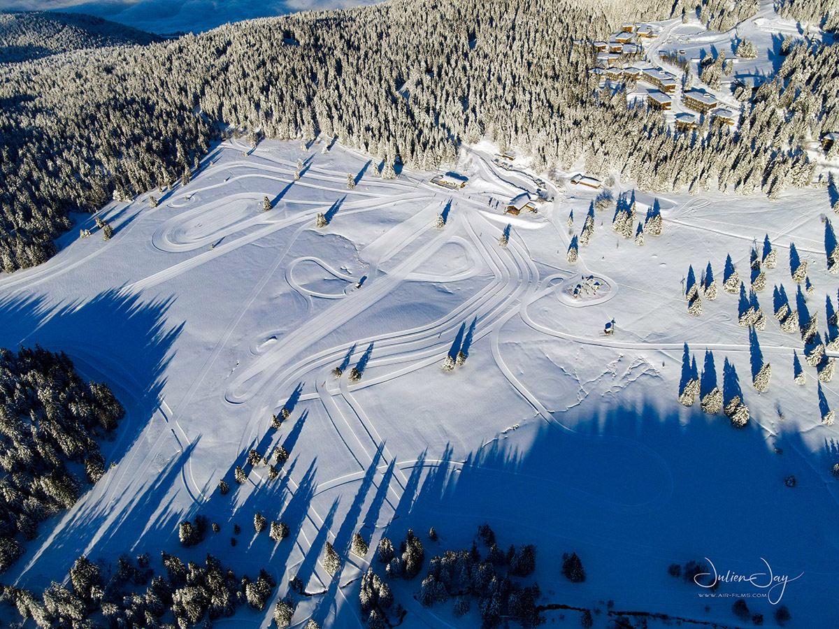 Chamrousse arselle plateau  1600 meters altitude nordic domain drone cross-country skiing winter resort grenoble isere french alps france - © Julien Jay