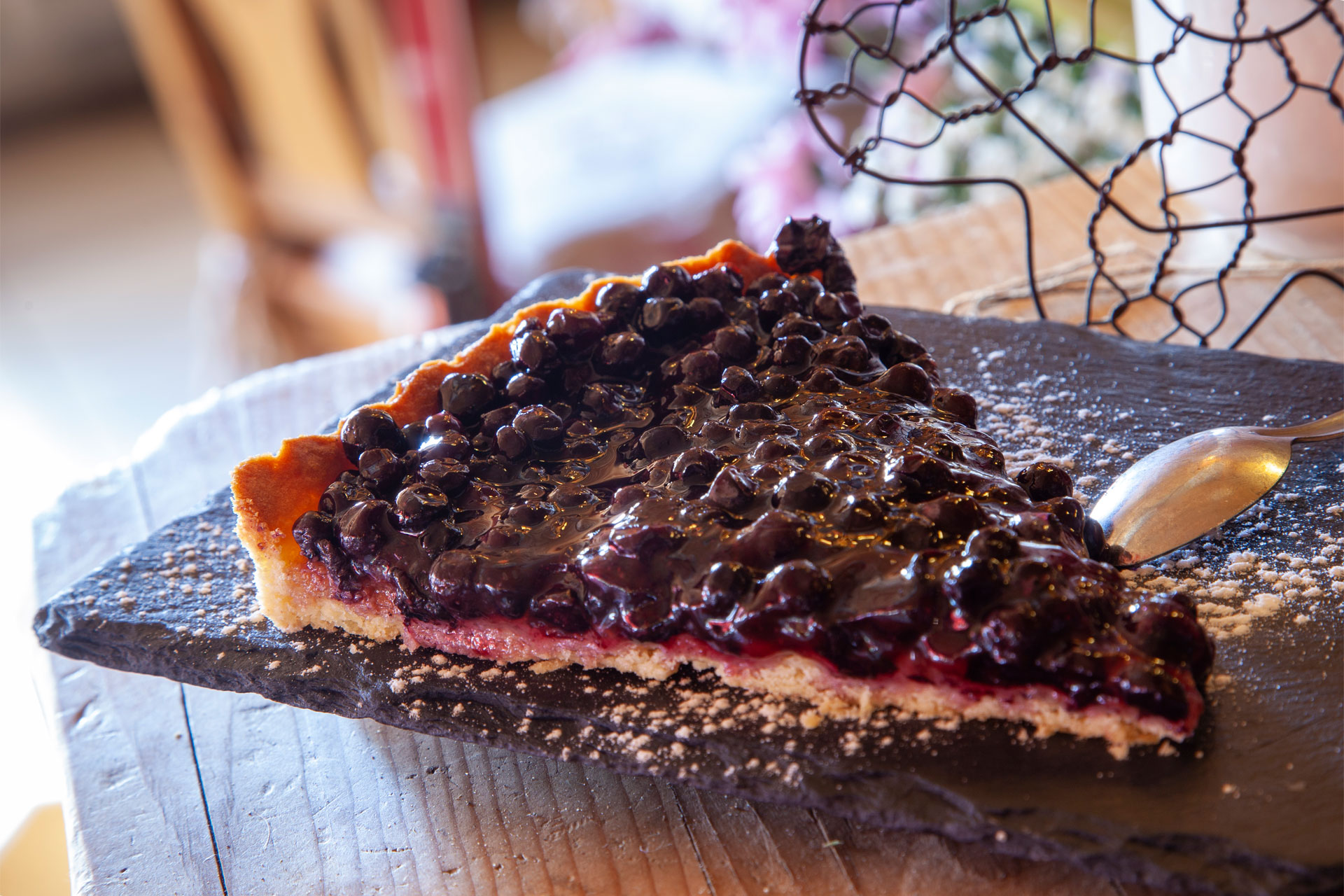 Chamrousse dessert mountain blueberry tart restaurant ski resort grenoble isere french alps france - © Ann David