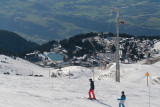 Giant zip line Chamrousse Adrenaline Park ski slope and winter zip line