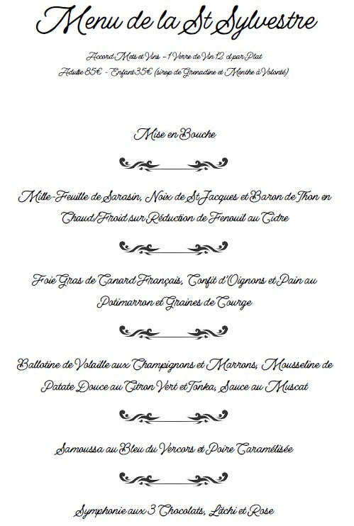 New Year's menu 2026