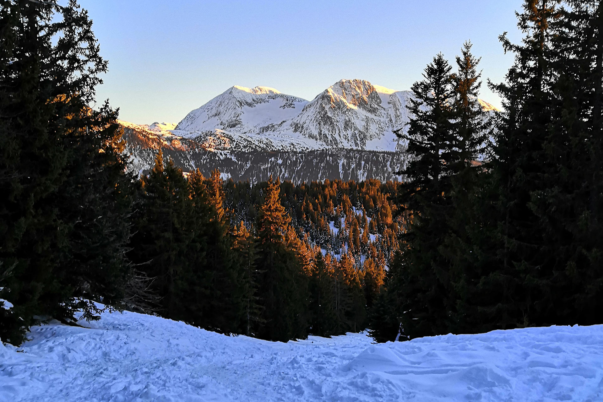 Clearing snowshoe trail Chamrousse