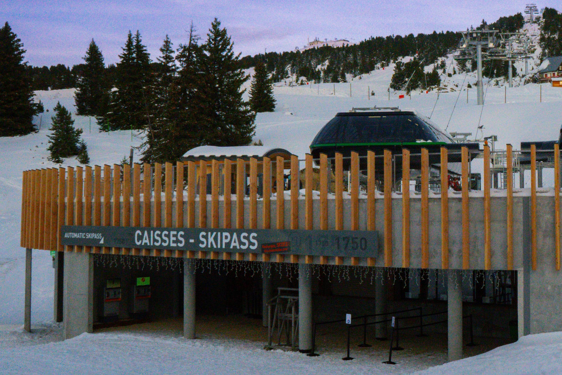 Winter skipass sale point 1750 and ticket dispensers Chamrousse