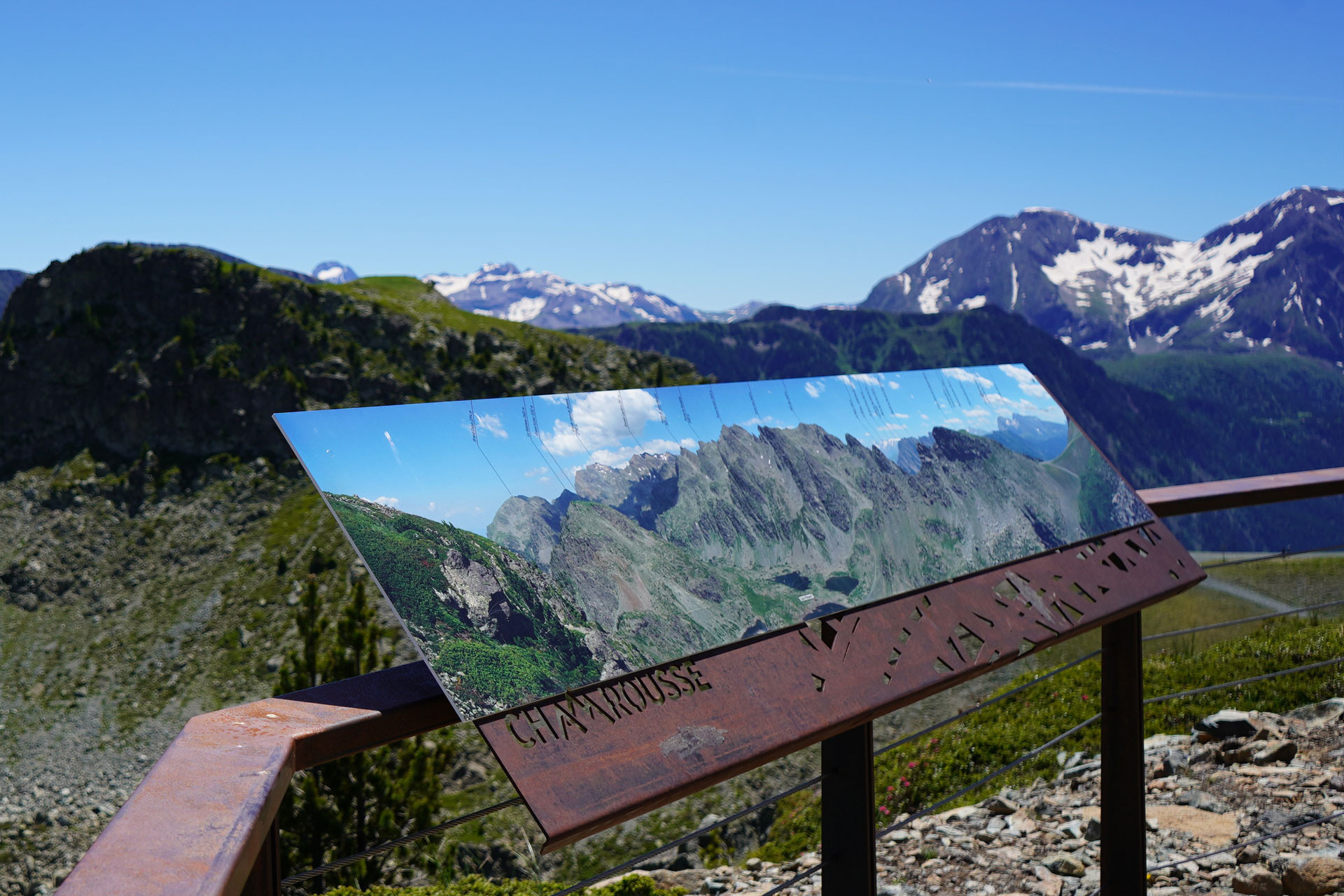 Panorma sign mountain walk summit resort summer