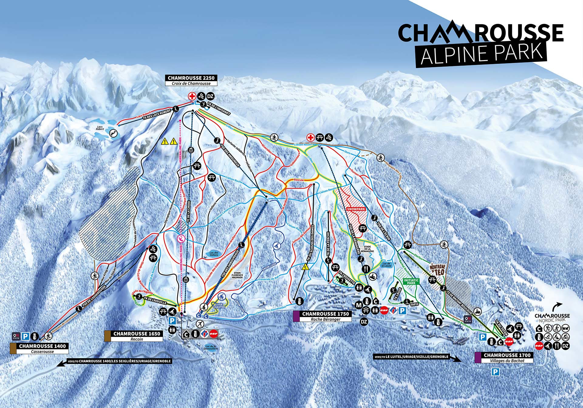 Chamrousse alpine ski map winter 2025-2026