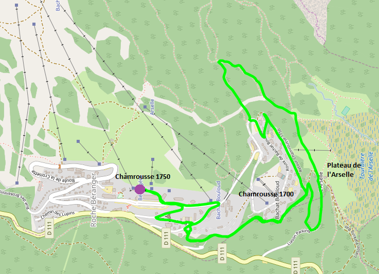 Grüne MTB-Strecke Nr. 2 Chamrousse - Zwischen Dorf und Wald