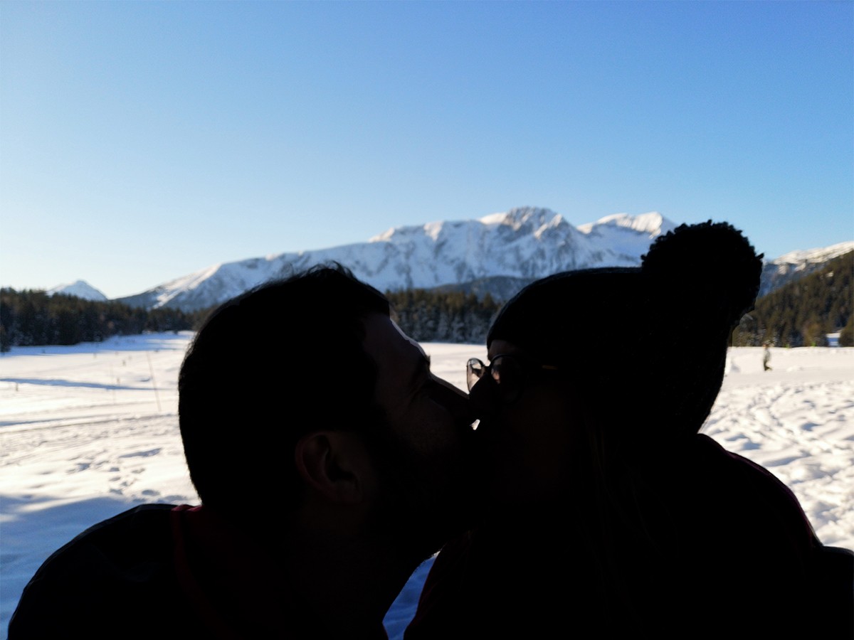 Chamrousse sunset romantic walk Arselle plateau winter mountain ski resort isere french alps france