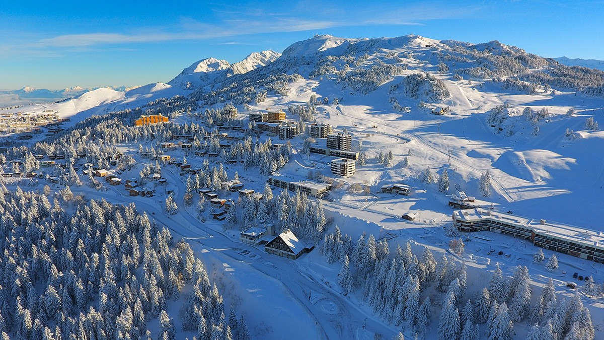 Chamrousse 1750 metres village ski resort winter mountain grenoble isere french alps france