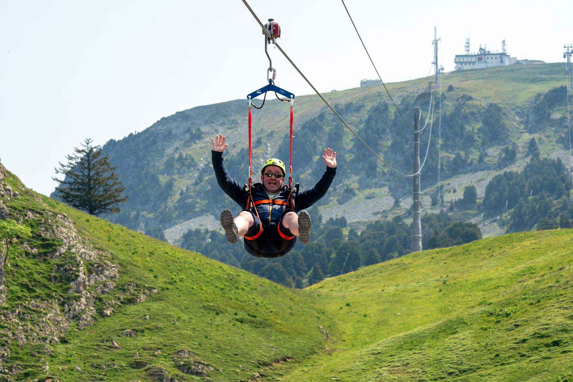 Chamrousse giant zip line Adrenaline Park summer summit mountain resort grenoble belledonne isere french alps france