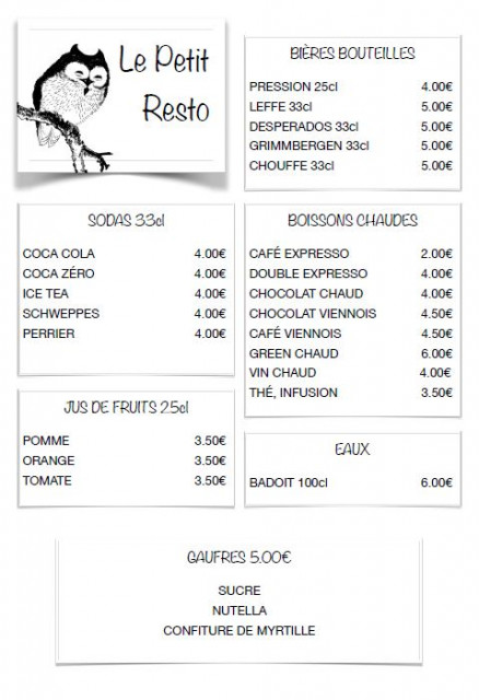 Drinks menu - © Valérie Drinks menu