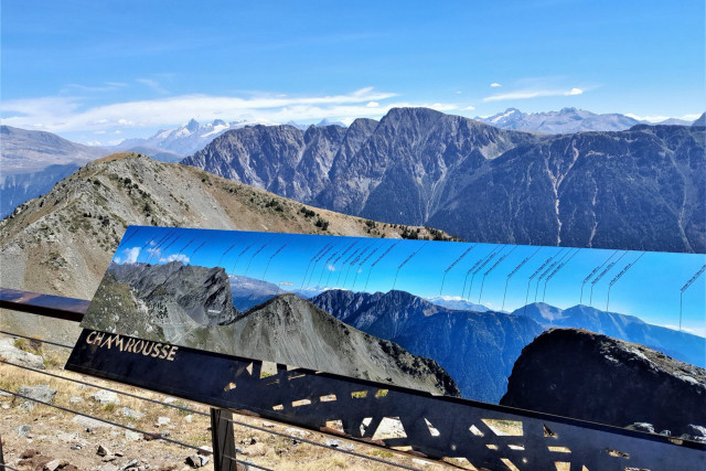 Oisans viewpoint information sign at the Croix de Chamrousse summer