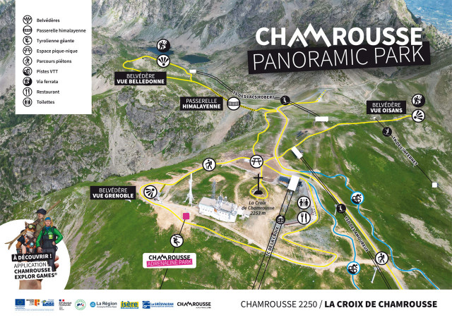 Map of the top of the Croix de Chamrousse cable car station