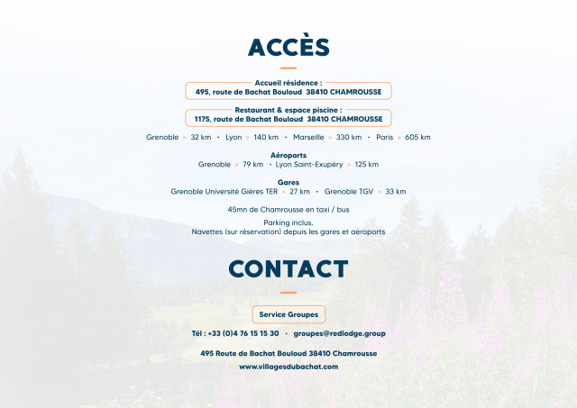 Anfahrt und Kontakt: Villages du Bachat – Gruppen und Hochzeiten in Chamrousse - © Redlodge Anfahrt und Kontakt: Villages du Bachat – Gruppen und Hochzeiten in Chamrousse