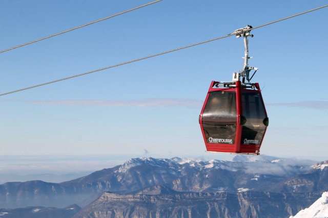 Chamrousse gondola access summit panoramic park cross winter ski resort mountain grenoble isere french alps france