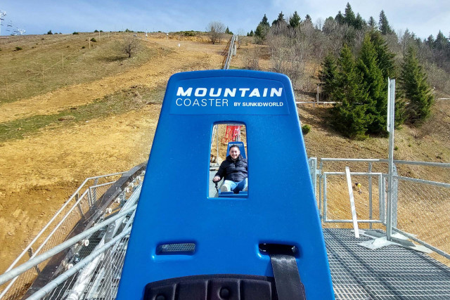 Chamrousse arrival experience sledge rail Luge Coaster spring mountain resort grenoble isere french alps france