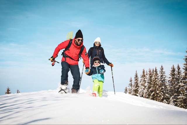 Chamrousse snowshoeing family winter ski resort mountain grenoble isere french alps france