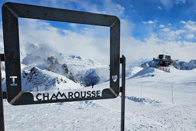 Chamrousse landscape photo frame i love summit winter ski resort mountain grenoble isere french alps france