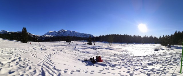 Chamrousse sunset romantic walk Arselle plateau winter mountain ski resort isere french alps france