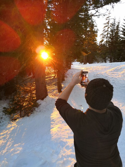 Chamrousse sunset romantic walk Arselle plateau winter mountain ski resort isere french alps france