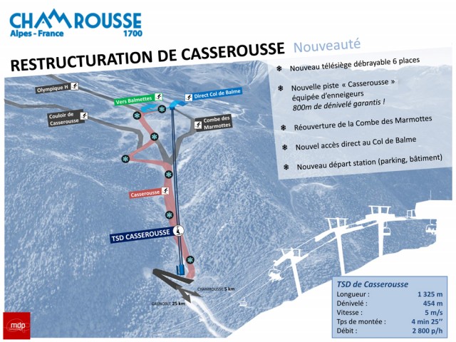 Chamrousse projet piste olympique télésiège casserousse station ski isère alpes france 