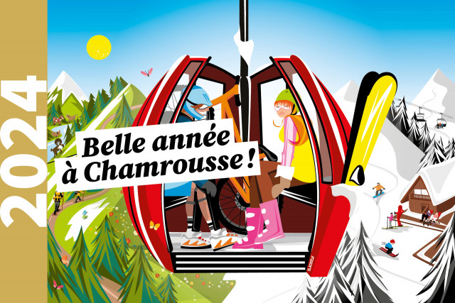 Chamrousse happy new year 2024 winter ski resort mountain grenoble isere french alps france
