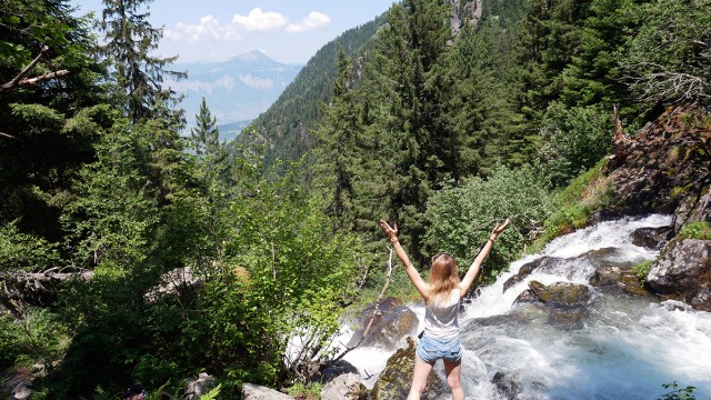 Chamrousse Oursière waterfall view mountain summer resort isere french alps france