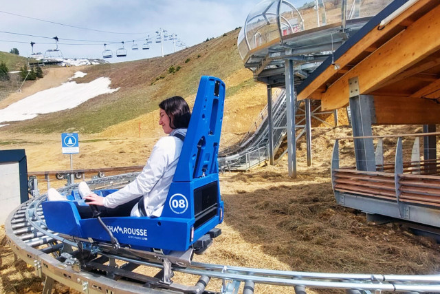 Chamrousse start climb Luge Coaster sled rail experience spring mountain resort grenoble isere french alps france