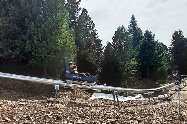 Chamrousse children downhill rail luge experience Luge Coaster spring mountain resort grenoble isere french alps france