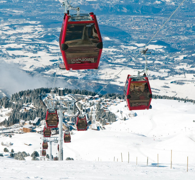 Chamrousse gondola above grenoble winter ski resort mountain isere french alps france