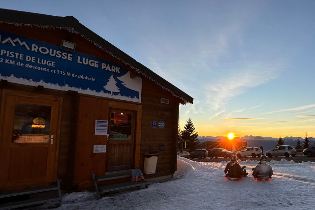 Chamrousse luge park sledge slope sport sunset ski resort mountain grenoble isere french alps france