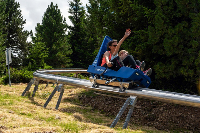 Chamrouse downhill rail sledge family sledge summer 4 seasons sledge coaster mountain resort belledonne grenoble isere french alps france