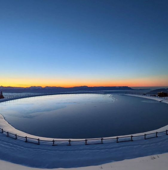 Chamrousse lauze lake 1750 sunset ski resort mountain grenoble isere french alps france