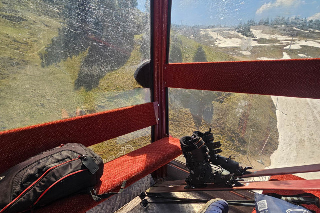 Chamrousse gondola lift ski touring spring may - june belledonne mountain resort grenoble isere french alps france