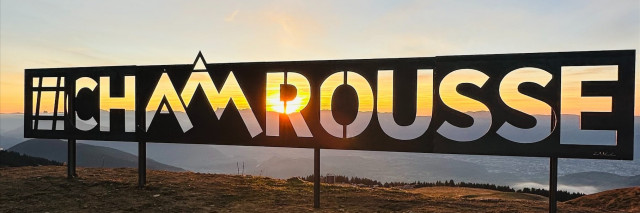 Chamrousse resort signpost autumn sunset mountain ski resort grenoble isere french alps france