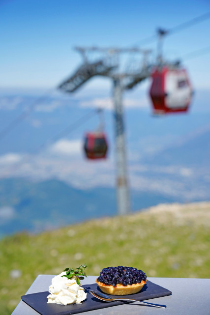 Chamrousse taste blueberry tart restaurant altitude cross summit summer mountain resort grenoble belledonne isere french alps france