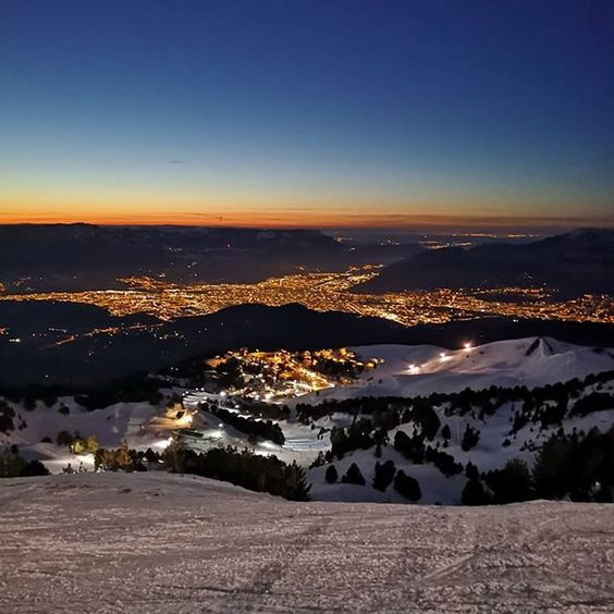 Chamrousse Croix night ski resort mountain grenoble isere french alps france