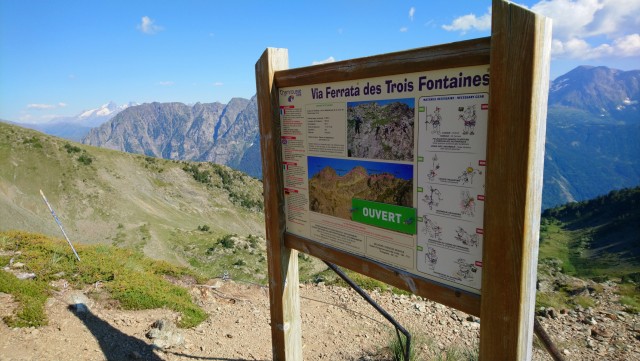 Chamrousse via ferrata sign summer resort grenoble isere french alps france
