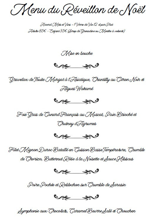 Menu de Noël 2025