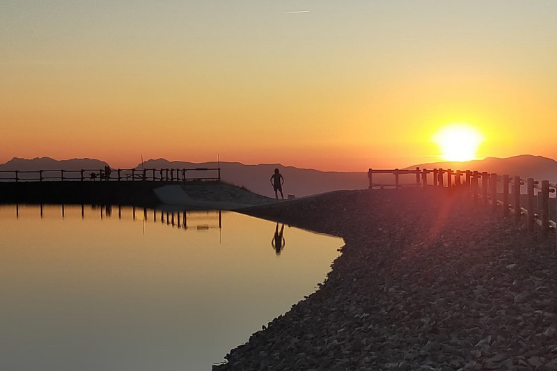 Summer sunset at Chamrousse Lauze lake