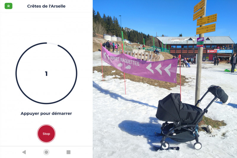 Chamrousse family snow walk experience snow and ski pushchair arselle plateau departure On Piste app guide mountain ski resort grenoble isere french alps france