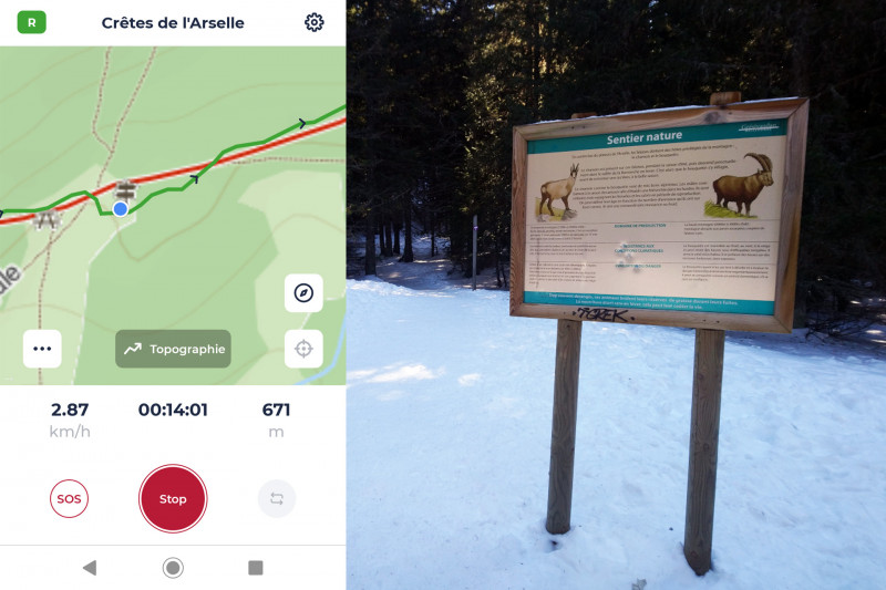 Chamrousse family snow walk experience pushchair mini-skis snowshoe trail On Piste app guide mountain ski resort grenoble isere french alps france