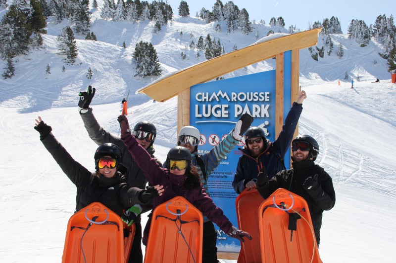 Chamrousse Sledging Park experience toboggan test with friend winter mountain ski resort isere french alps france