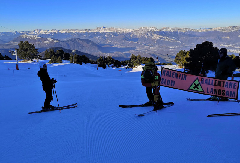 Chamrousse first track experience ski patrol job preparation for opening safety net tracks winter resort grenoble isere french alps france
